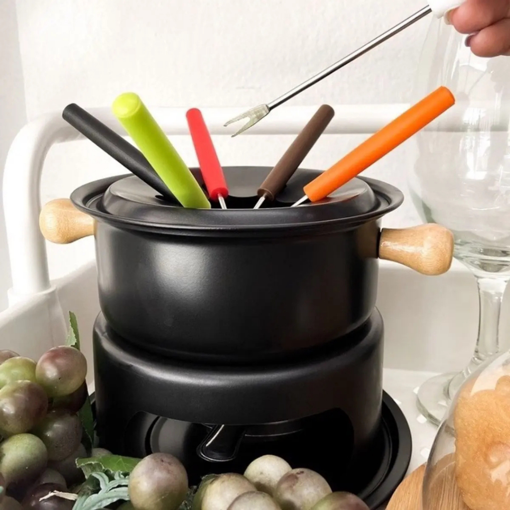 Conjunto de pote de fondue elétrico alta potência controle de temperatura ajustável