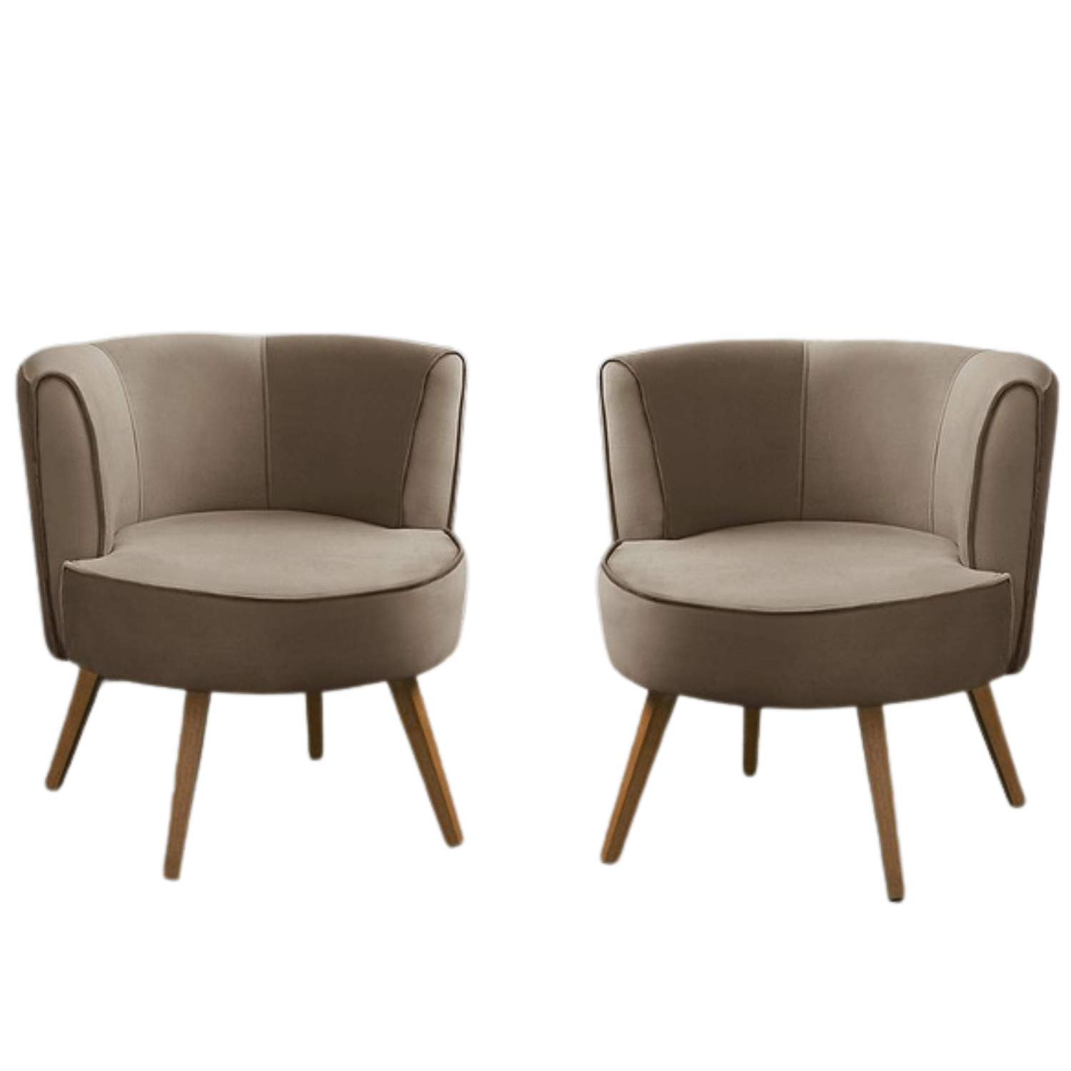 Kit conjunto 2 Poltronas Suede Marrom Estrutura de Madeira e Espuma D-26/D-20