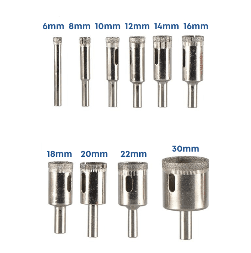 Kit 10 Bicos de Furo Diamantados - Brocas Serra Copo