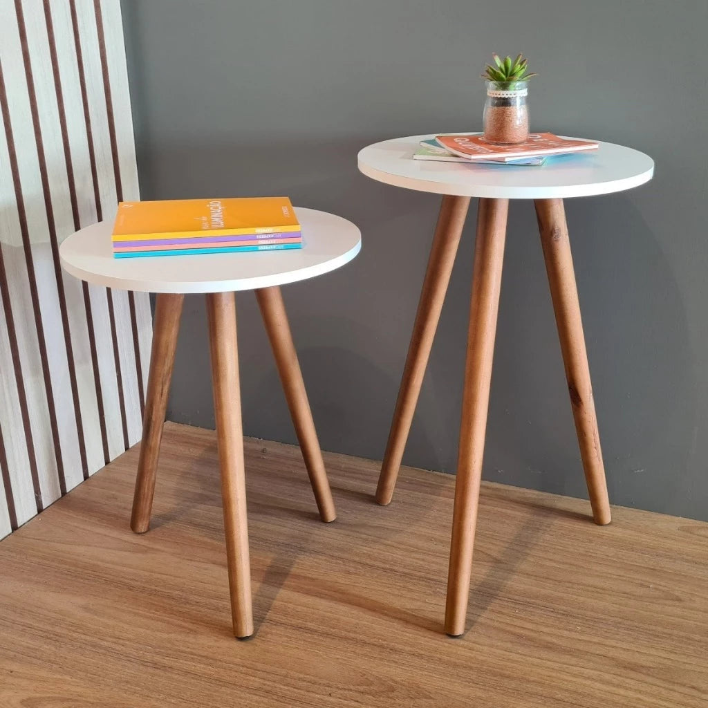 Conjunto de Mesas Laterais em Madeira – Sofisticação e Praticidade