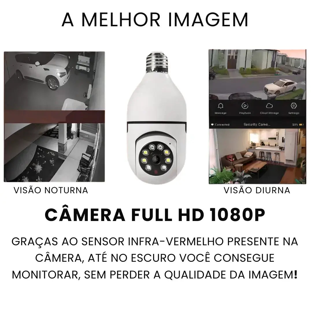 Câmera de Segurança Wi-Fi 360° em formato de lâmpada