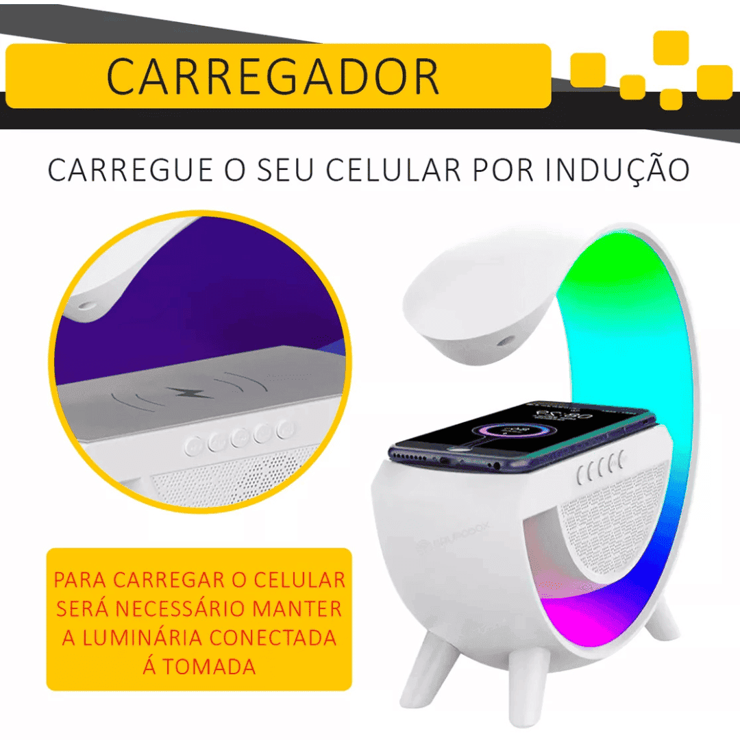 Luminária Multifuncional com Carregador Sem Fio
