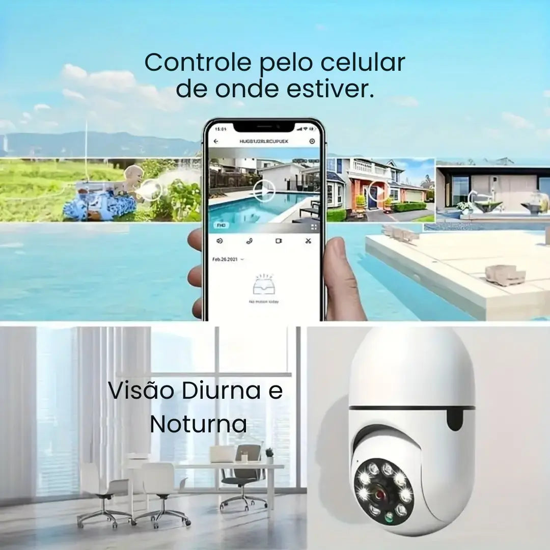 Câmera de Segurança Wi-Fi 360° em formato de lâmpada