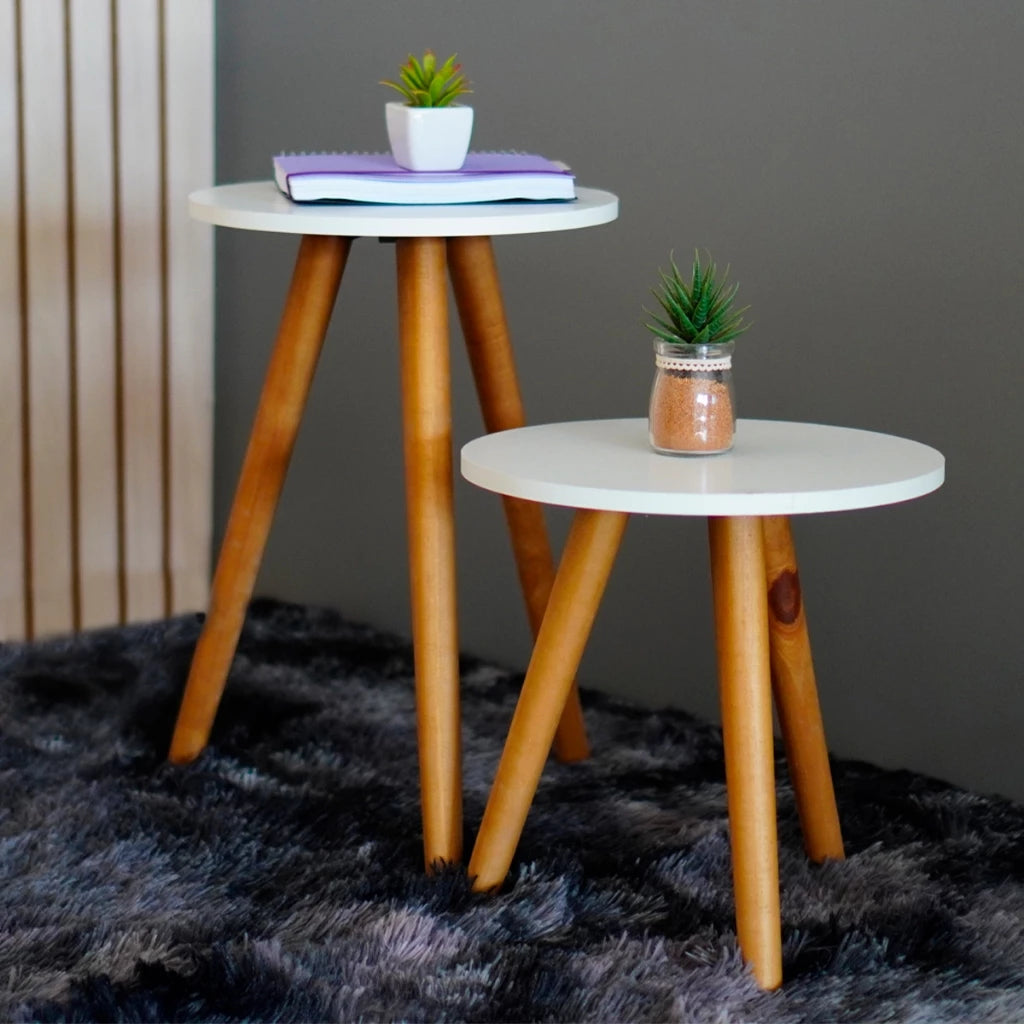 Conjunto de Mesas Laterais em Madeira – Sofisticação e Praticidade