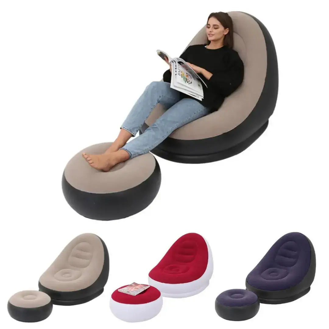 Poltrona e Puff Inflável Descanso Preguiçoso