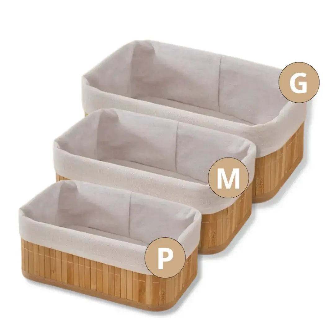Kit de Cestos Organizadores de Bambu
