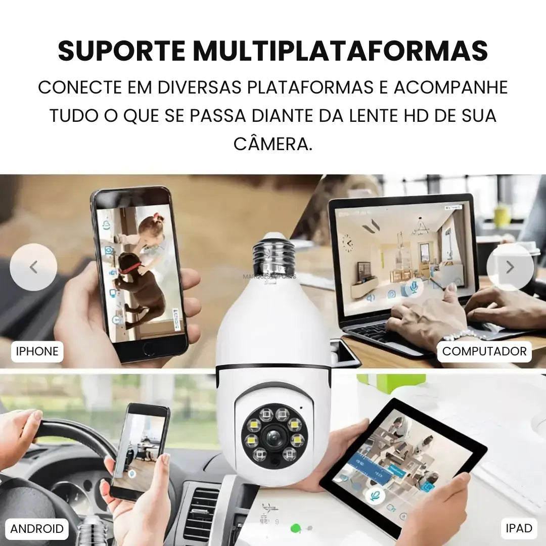Câmera de Segurança Wi-Fi 360° em formato de lâmpada