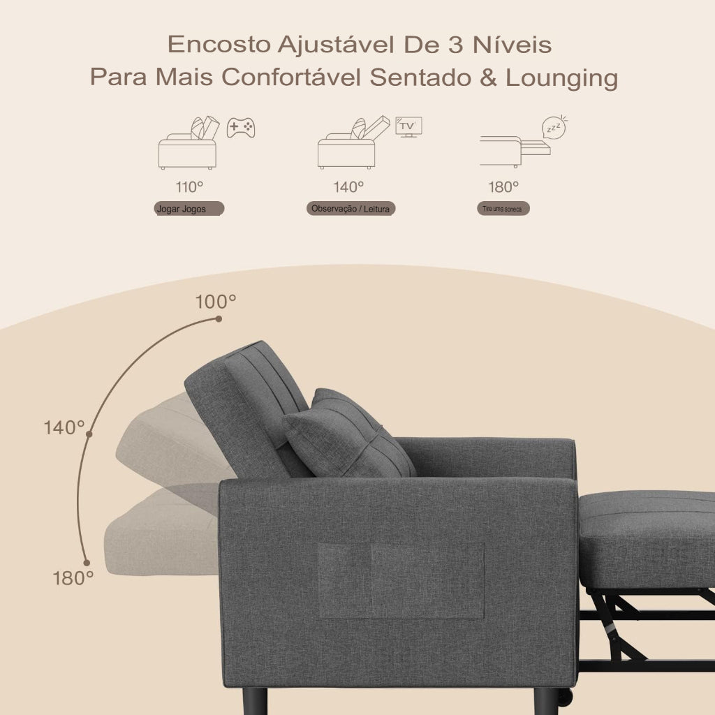 Sofá-Cama Versátil Brooke™ – Design Inteligente e Conforto 2 em 1