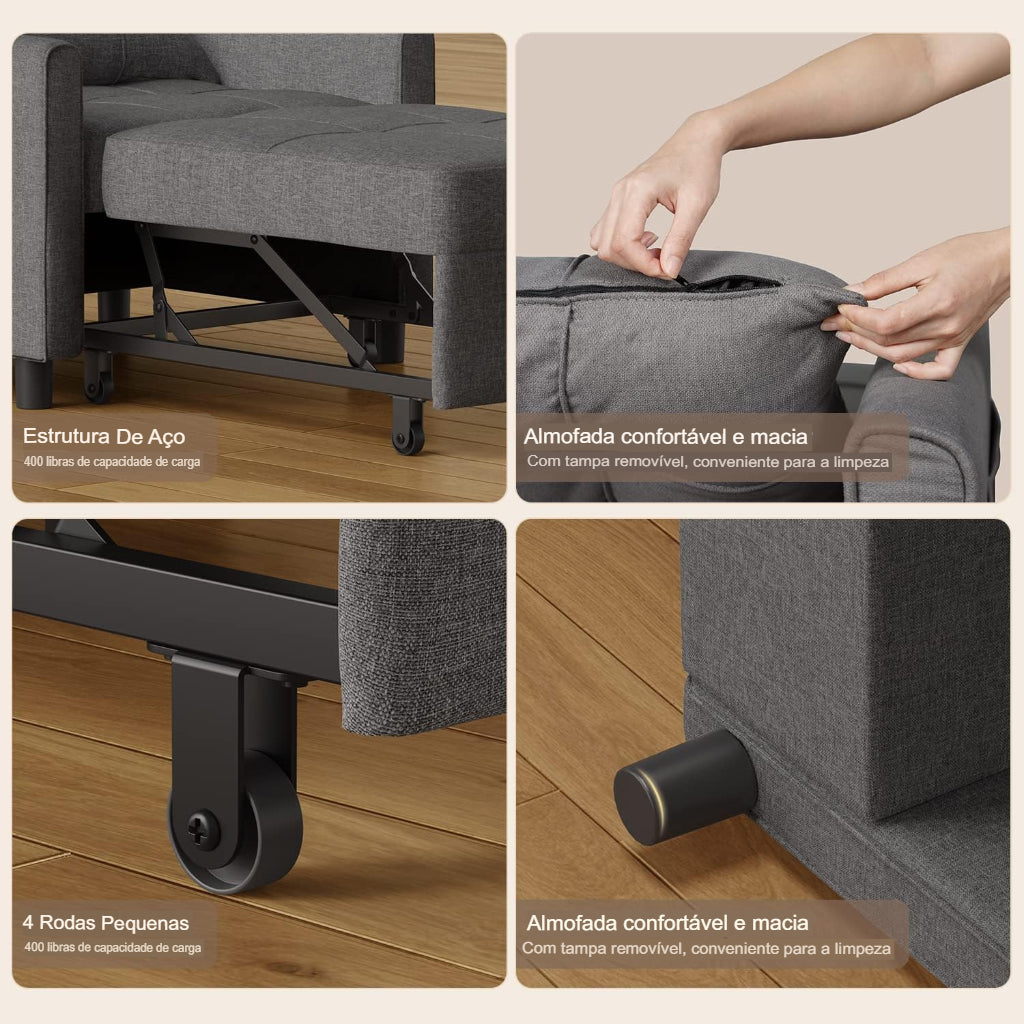 Sofá-Cama Versátil Brooke™ – Design Inteligente e Conforto 2 em 1