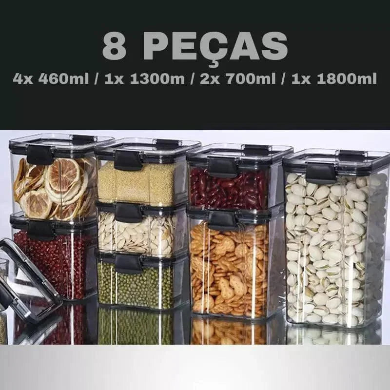 Potes Herméticos Transparente com Vedação para Mantimentos