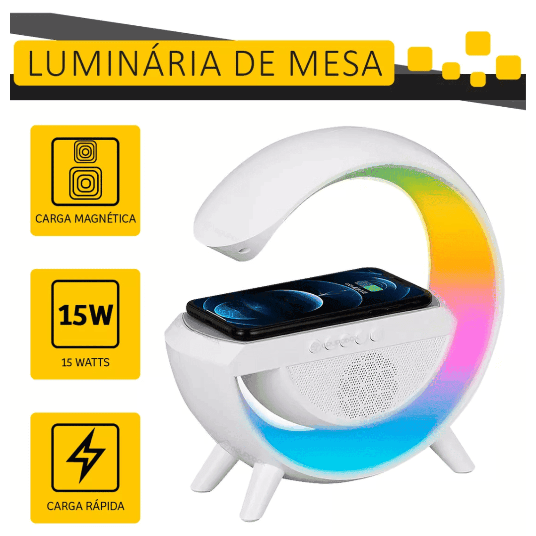 Luminária Multifuncional com Carregador Sem Fio