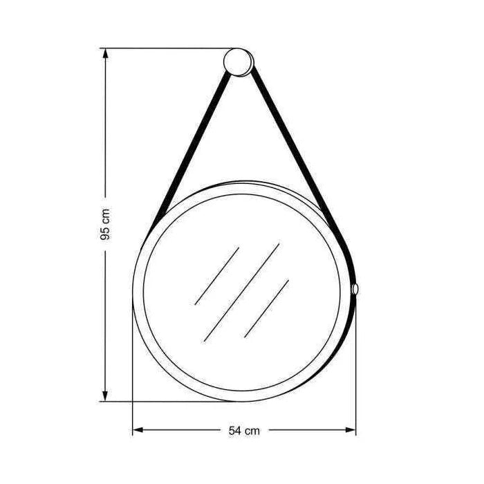 Espelho Decorativo Redondo 54cm com Alça Adnet B01 Escandinavo Preto