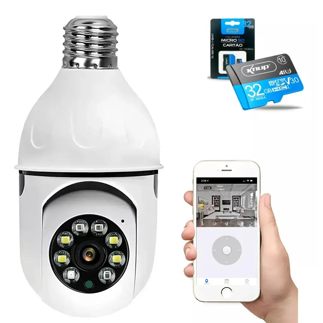 Câmera de Segurança Wi-Fi 360° em formato de lâmpada