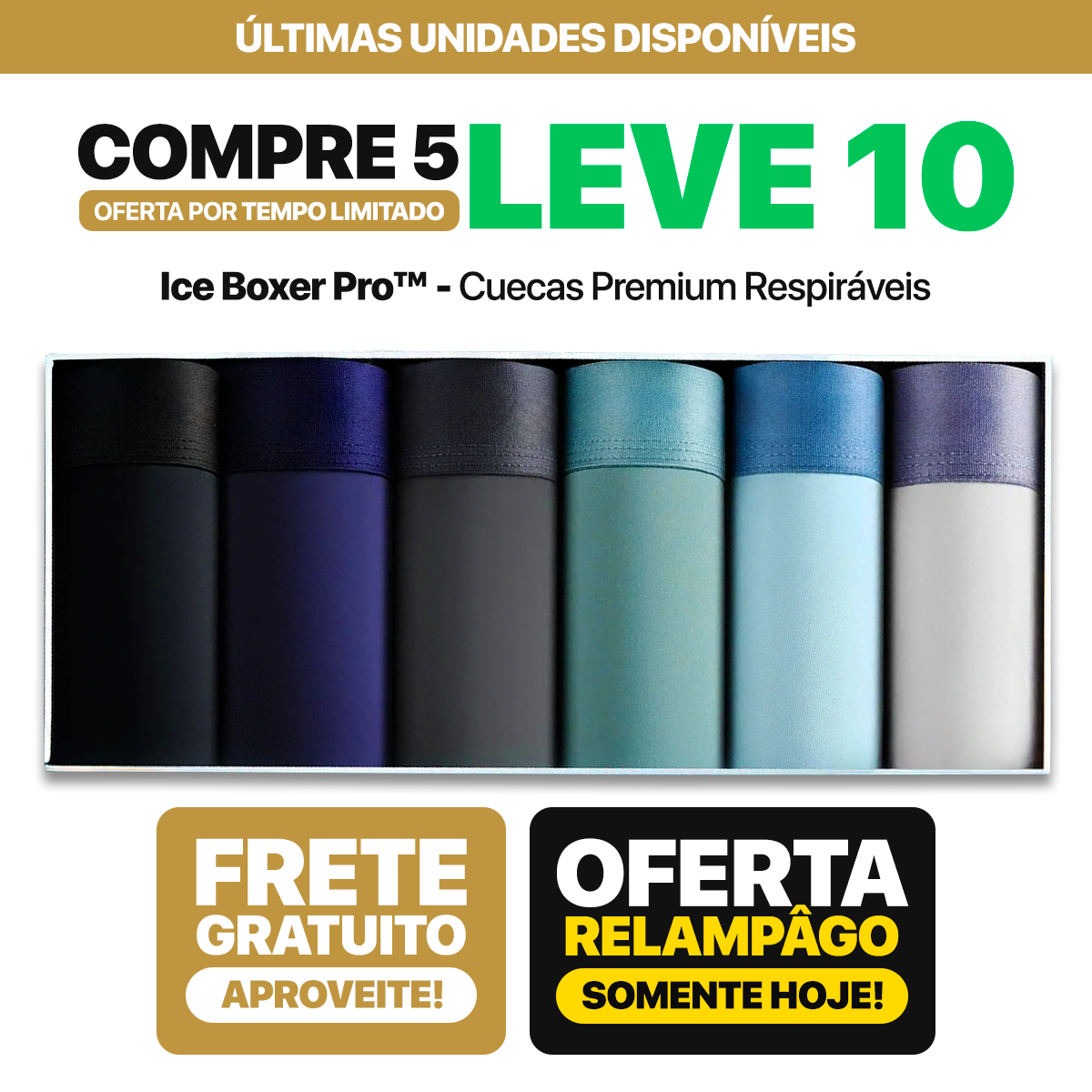 Ice Boxer Pro - Cuecas Premium Respiráveis - (COMPRE 5, LEVE 10)