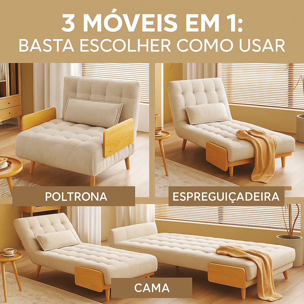 Sofá Cama Dobrável 3 em 1 - Estilo Cadeira Poltrona Reclinável e Cama