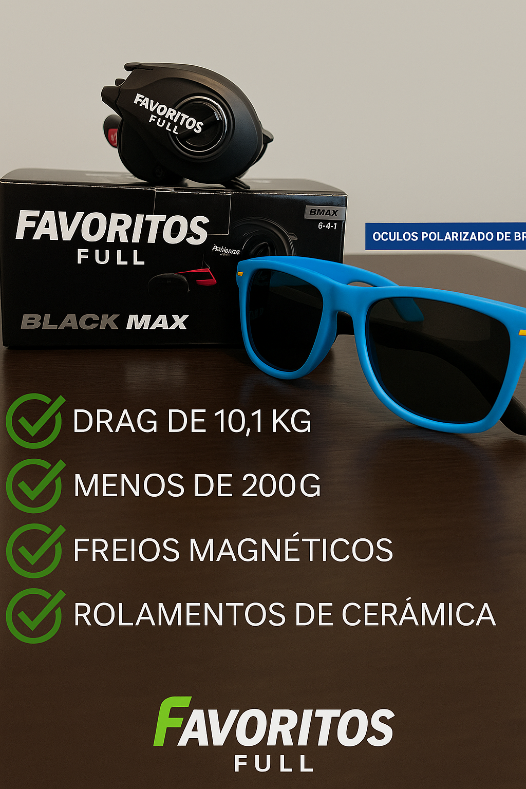 Carretilha Perfil Baixo Anti-Cabeleira + Óculos DE BRINDE