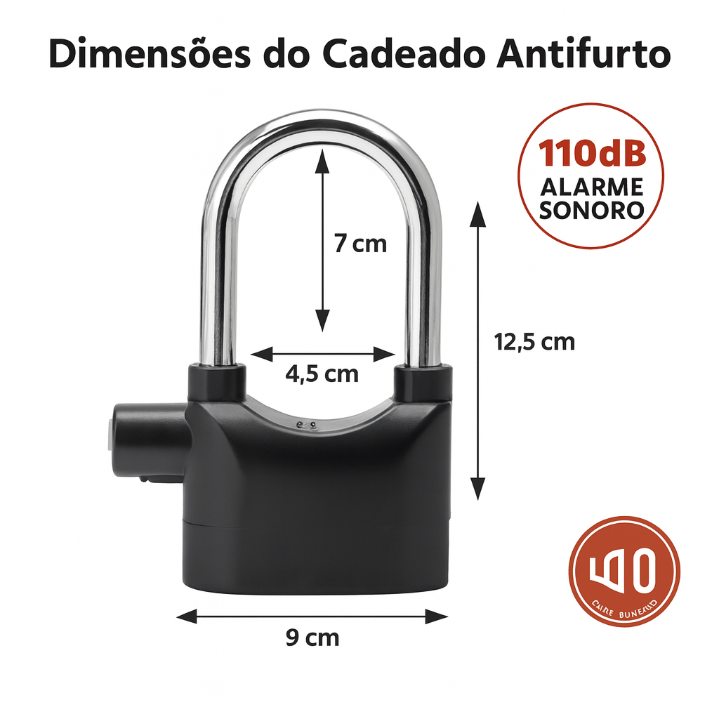 Cadeado Antifurto com Alarme Sonoro à Prova d’Água – Segurança Máxima