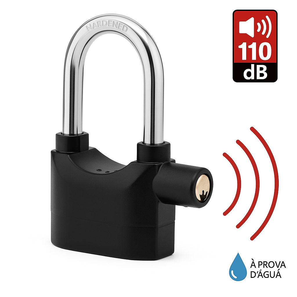 Cadeado Antifurto com Alarme Sonoro à Prova d’Água – Segurança Máxima