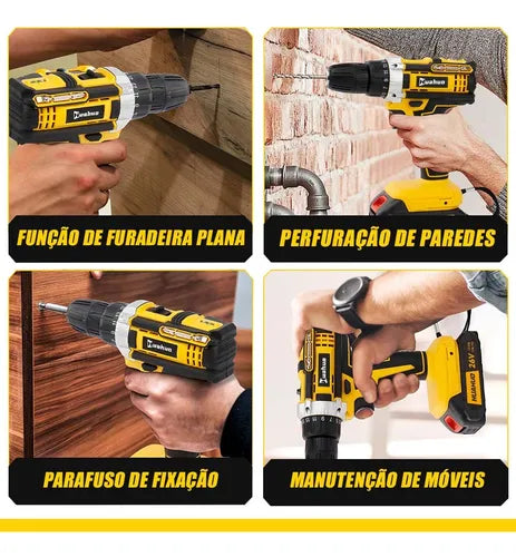 Parafusadeira e Furadeira Huahuo 26V - Bateria de Brinde