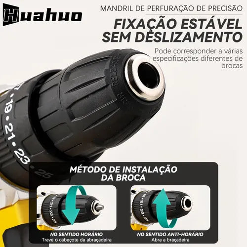 Parafusadeira e Furadeira Huahuo 26V - Bateria de Brinde