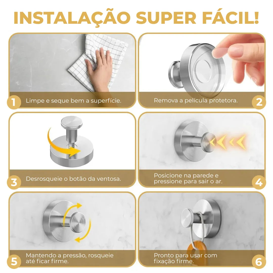 FixPro® – Gancho de Ventosa Premium (Fixação Ultra Forte sem Furos!) – Compre 1 Leve 2!