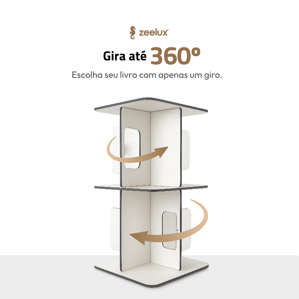 Estante Para Livros Giratória Compacta Para Até 80 Livros