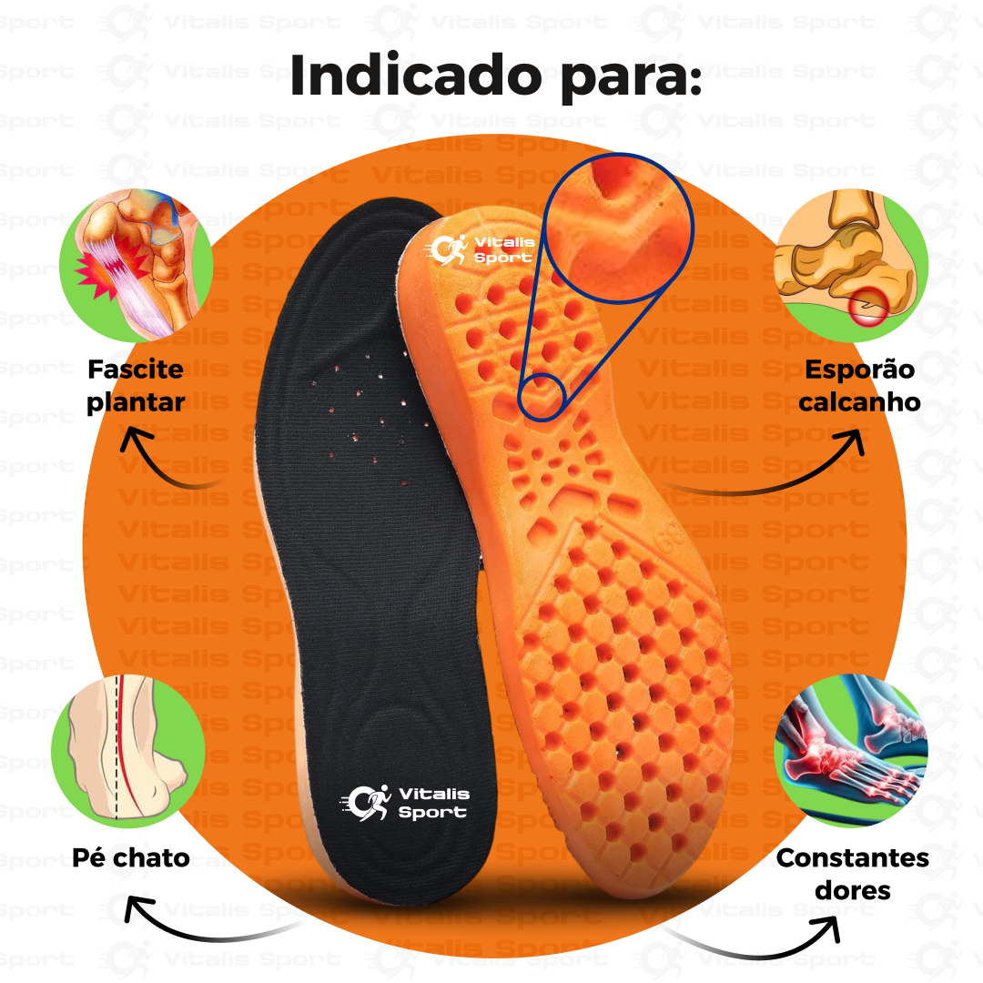 KIT 2 Pares de Palmilha Ortopédica de Gel P.U - Vitalis Sport™
