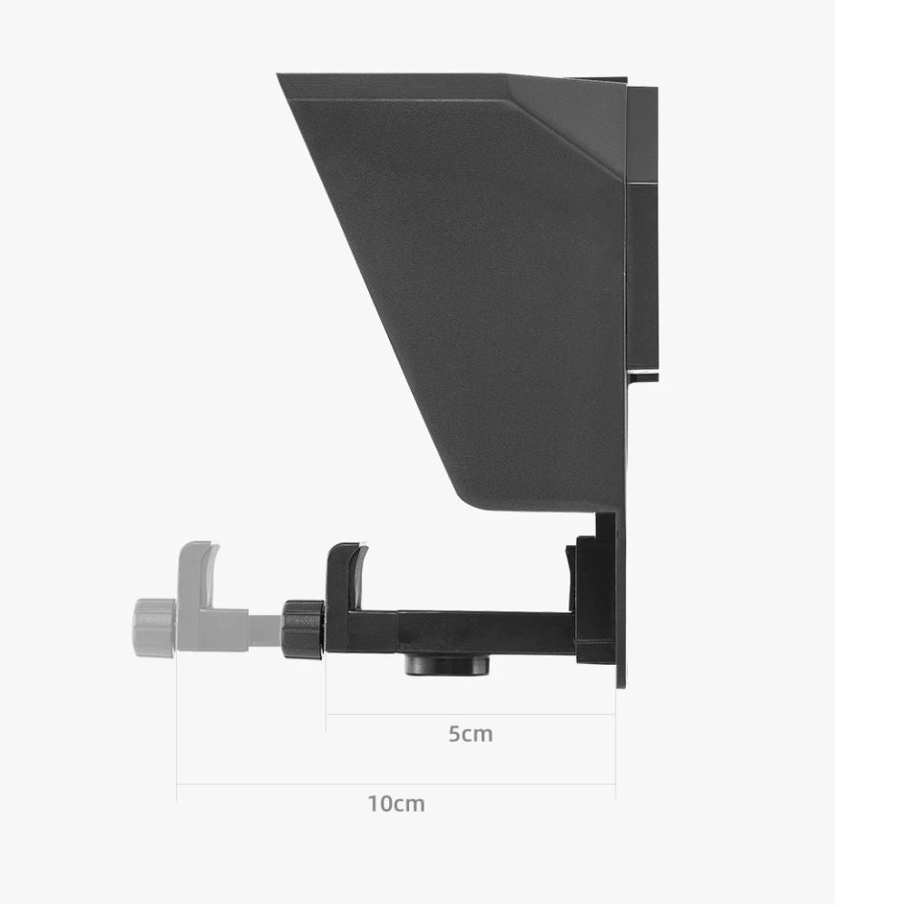 ProPrompt Mini - Teleprompter portátil para smartphones e DSLRs, inclui controle remoto Bluetooth e acessórios completos para uma gravação de vídeo profissional. Disponível na Gangahub.