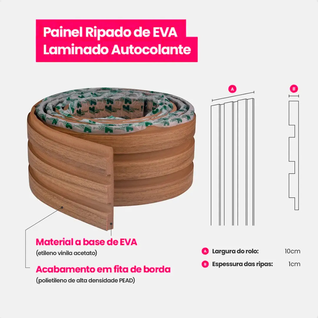 Kit Painel Ripado Autocolante 3M Laminado | Linha Madeto | TOP