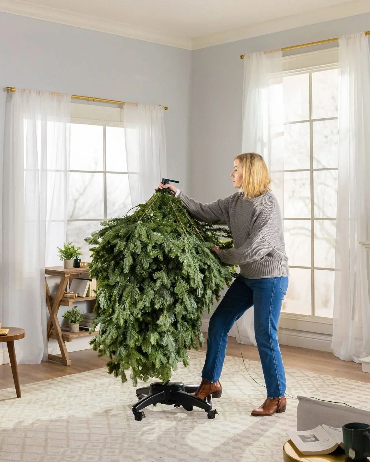 Árvore de Natal Verde Premium com Galhos Articulados, Suporte Metálico que gira e com Rodinhas e Micro LEDs Embutidos