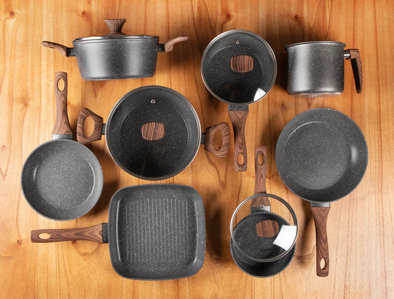 Jogo de Panelas Linen Ceramic - Revestimento Cerâmico Antiaderente 8 Peças