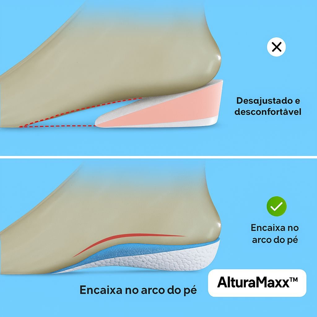 AlturaMaxx™ – Palmilha Ortopédica Invisível +3,5cm