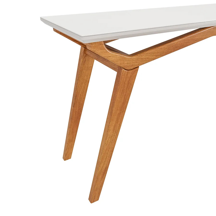 Aparador com Vidro Viena pés em Madeira de Eucalipto, tampo e Vidro na cor Off-White