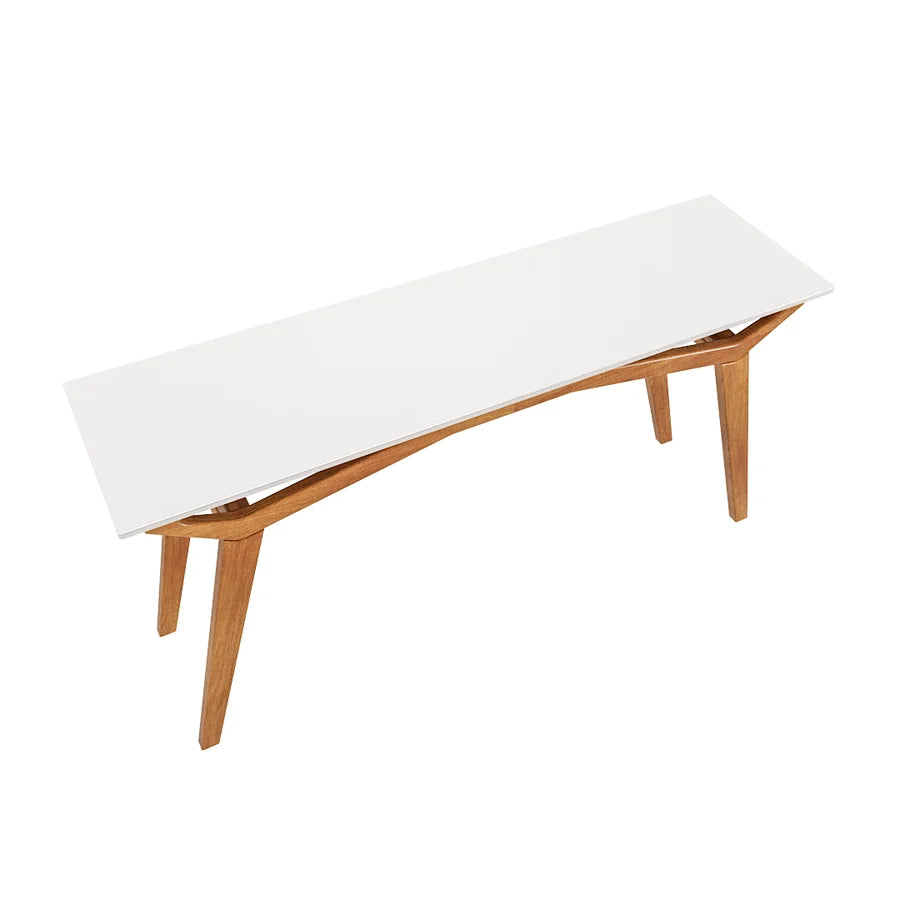 Aparador com Vidro Viena pés em Madeira de Eucalipto, tampo e Vidro na cor Off-White