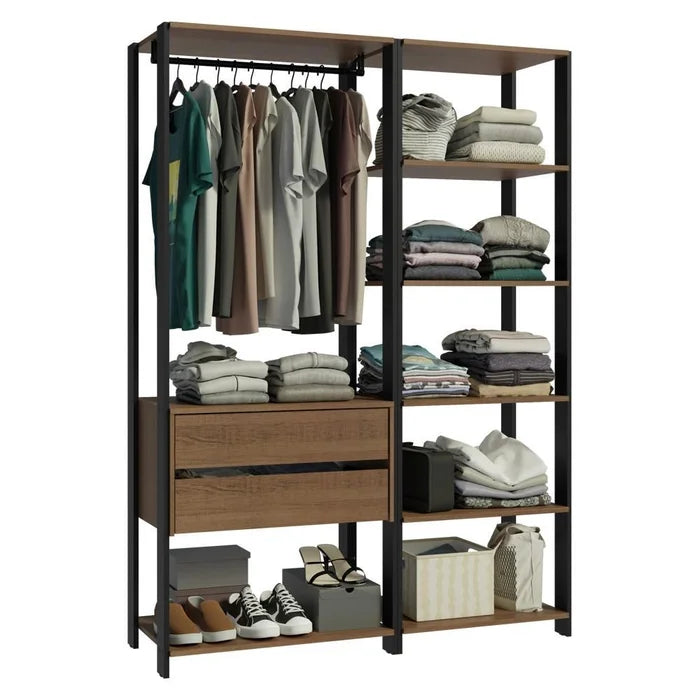 Guarda-roupa Closet Modulado Valencia 2 Gavetas 129cm Rustic