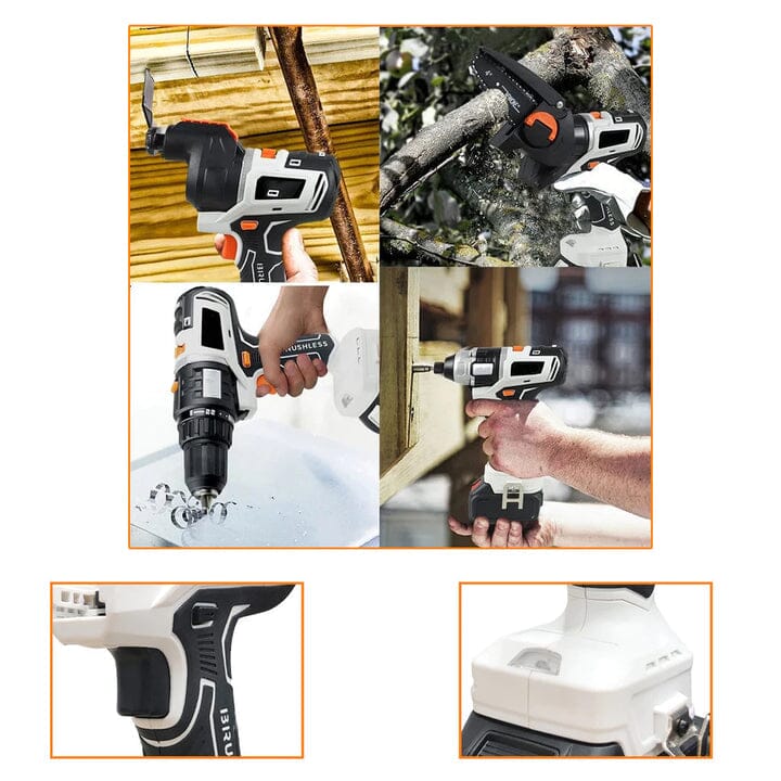 PowerMax Pro Kit 10 em 1 - Parafusadeira Furadeira Lixadeira Serra Martelete Elétrico Espatulas