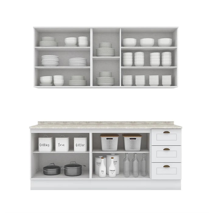 Conjunto de Armário de Cozinha Compacta com 4 Peças Estilo Americano