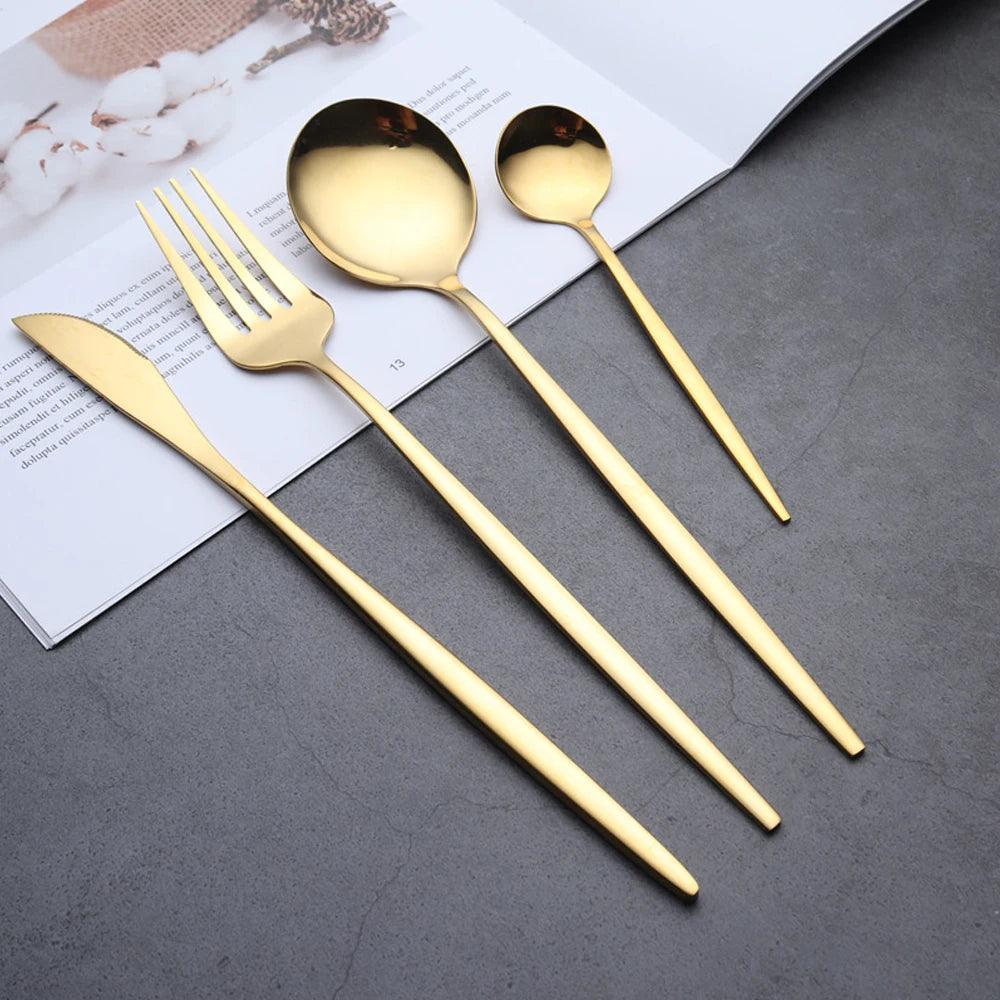 Conjunto de Talheres de Aço Luxo Inoxidável 24 Peças