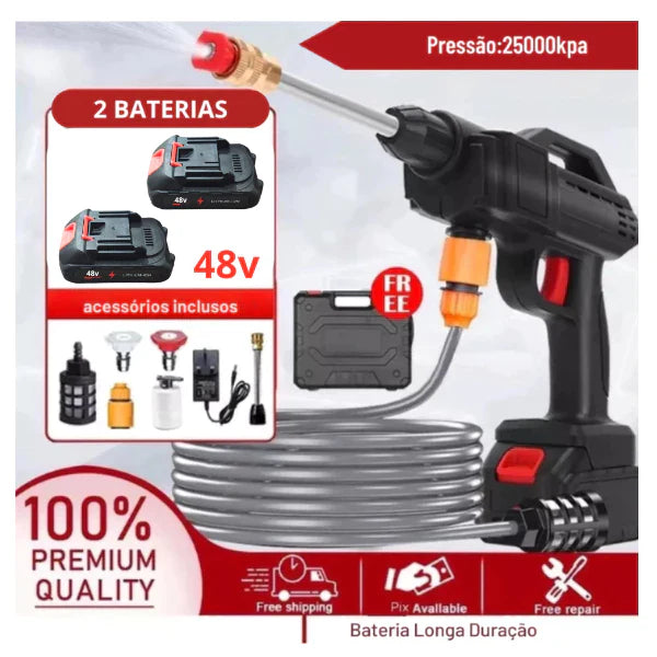 Lavajato 48V Pistola Lavadora Portátil De Alta Pressão Recarregável Carros e Jardins Pistola Residencial Bivolt