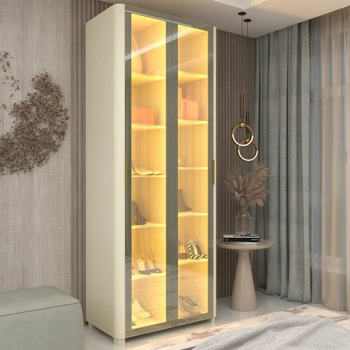 Sapateira 2 Portas Dellirium com Pés e Led 100% Mdf Off White