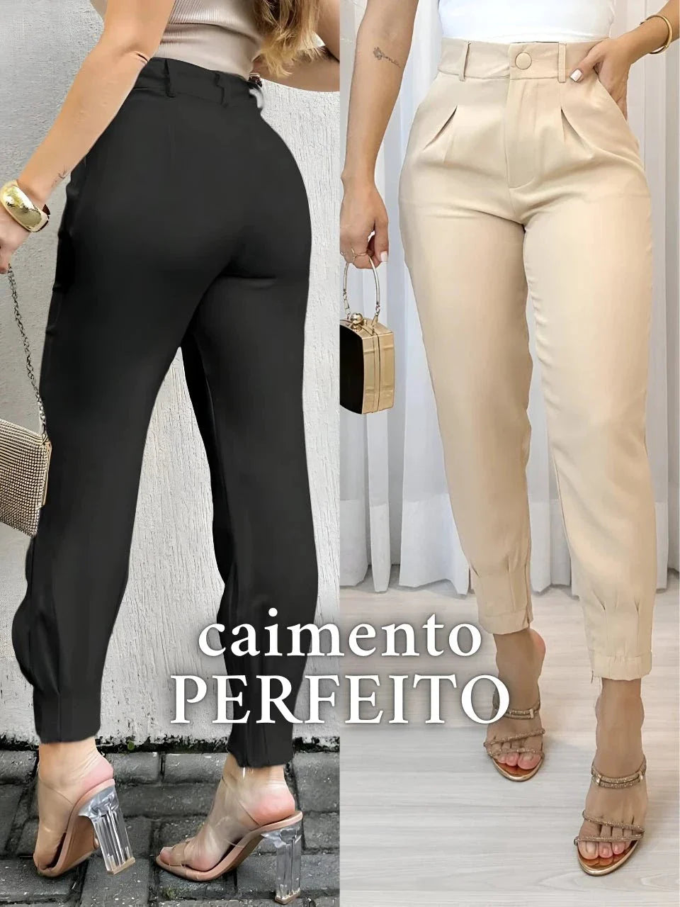 Calça Jogger Cenoura em Alfaiataria com Cinto