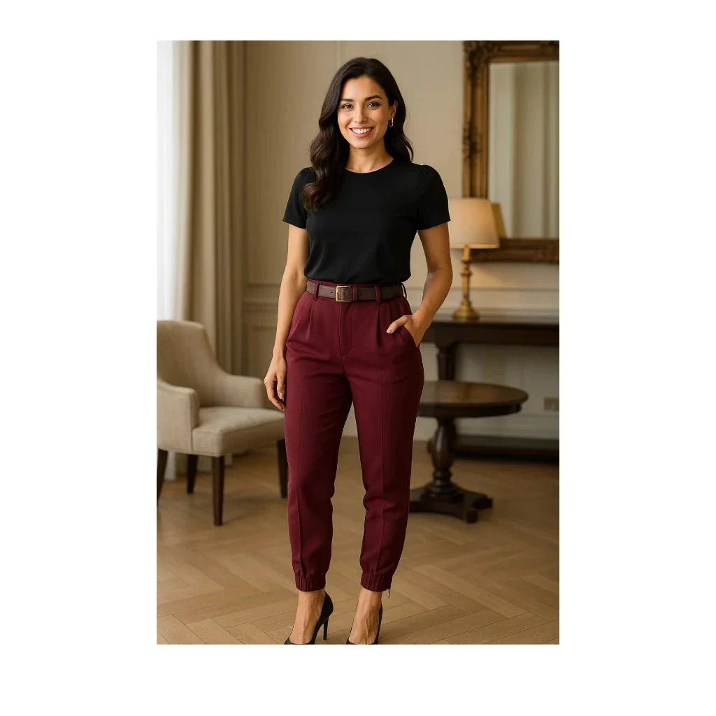 Calça Jogger Cenoura em Alfaiataria com Cinto