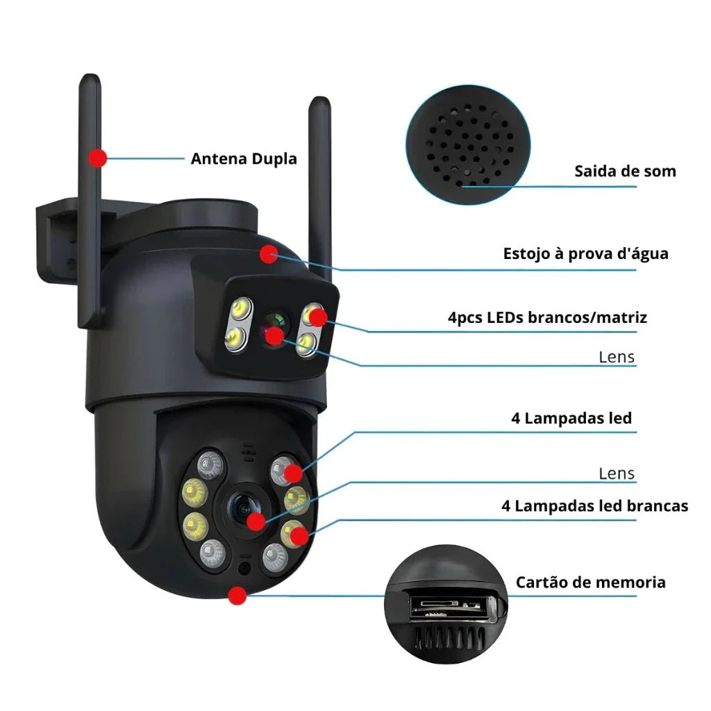 Câmera de Segurança Dupla IP66