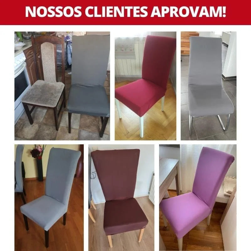 Capa Para Cadeira de Jantar Tecido Stretch Areia - feito