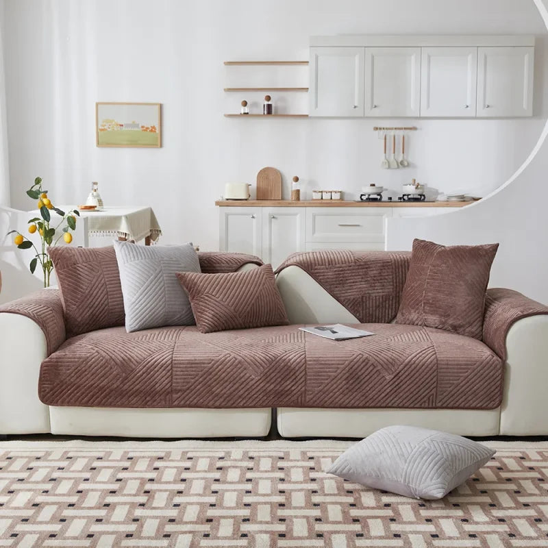 Capa para Sofá Protetora em Suede Antiderrapante Marrom