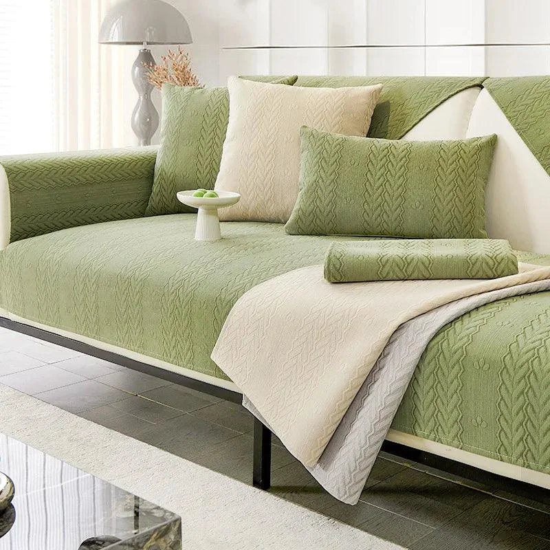 Capa Protetora Sofá Moderna Tecido Chenille Cinza