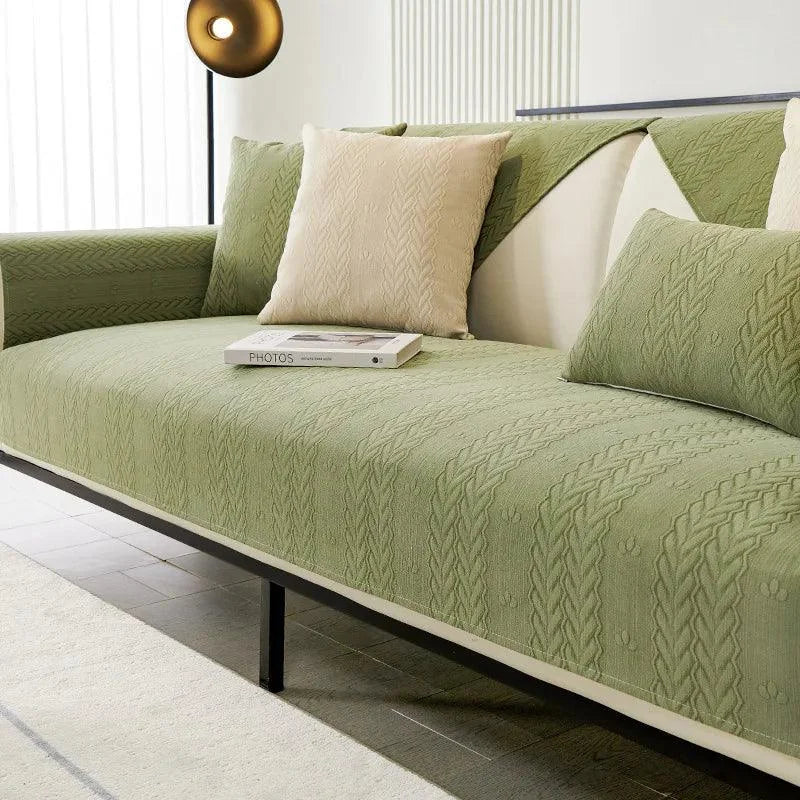 Capa Protetora Sofá Moderna Tecido Chenille Verde