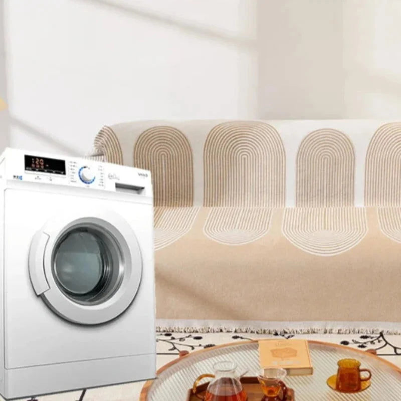 Manta de Sofá Linho Misto Estilo Escandinavo Verde