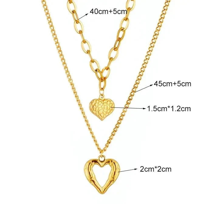 Colar Duplo Dois Amores Banhado a Ouro 18k