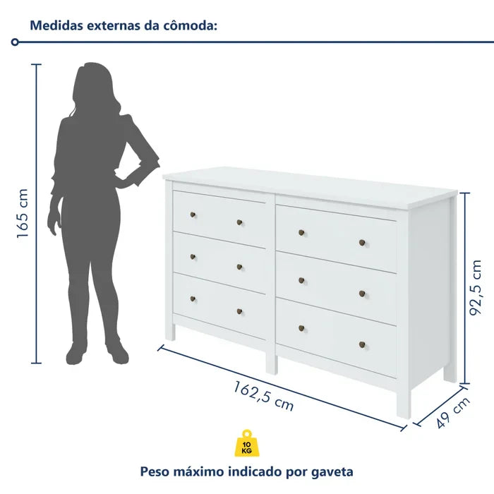 Cômoda 6 Gavetas Italia | Frete Grátis